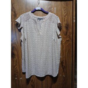 Adrianna Papell Women’s Abstract Polka Dot V Neck Cap Sleeve